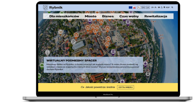 Serwisy miejskie, serwisy internetowe dla miast i samorządów - Rybnik.eu laptop